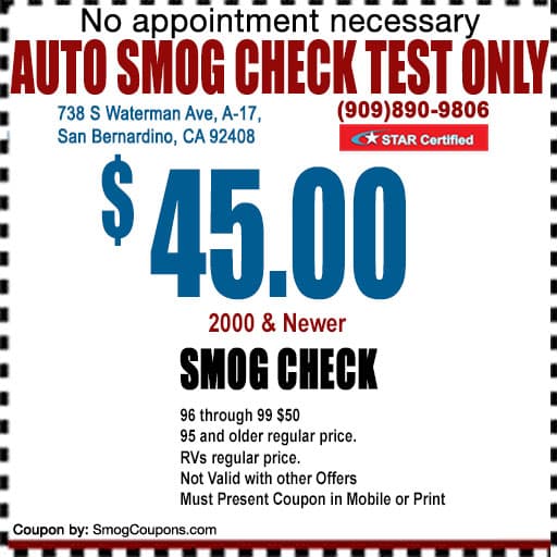 San Bernardino Smog Check Coupon