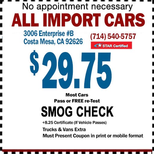 Smog Check Coupon Costa Mesa