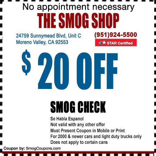 Smog Check Coupon Moreno Valley